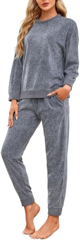 Women's Lightweight Fleece Pullover and Jogger Pajama Set