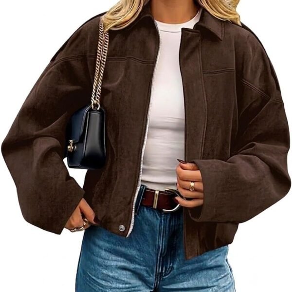 Cropped Faux Suede Bomber Jacket for Streetwear
