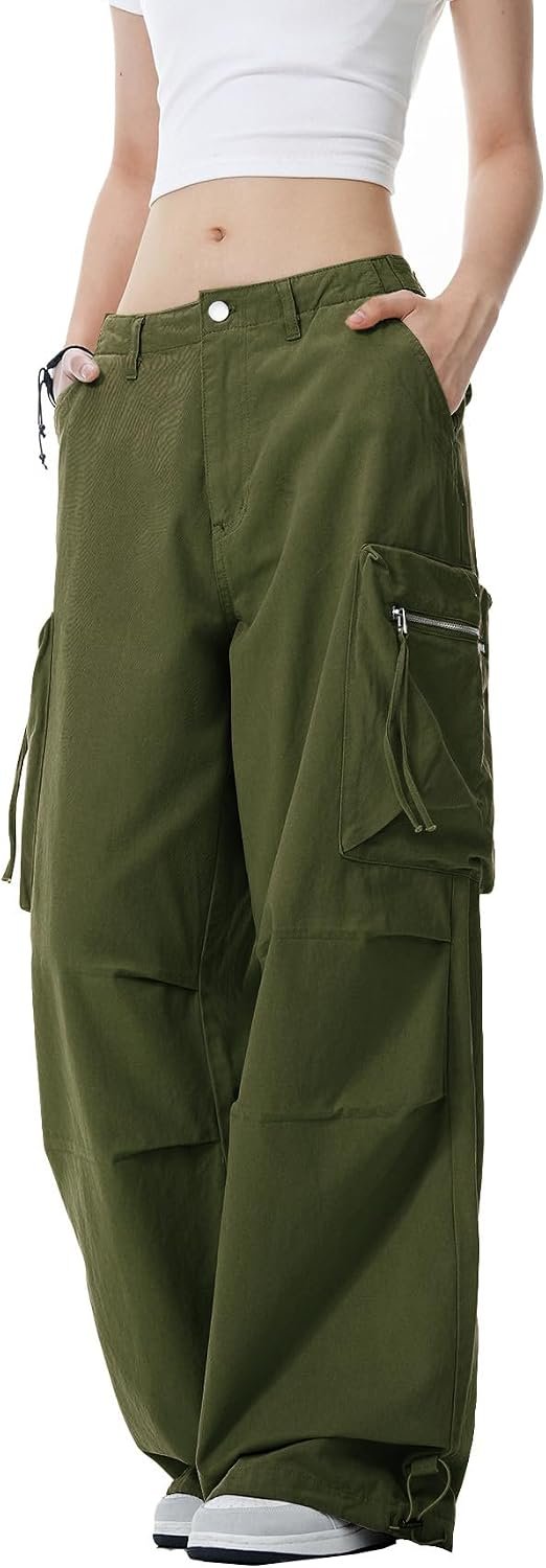 Parachute Cargo Pants for Women with Zipper Closure