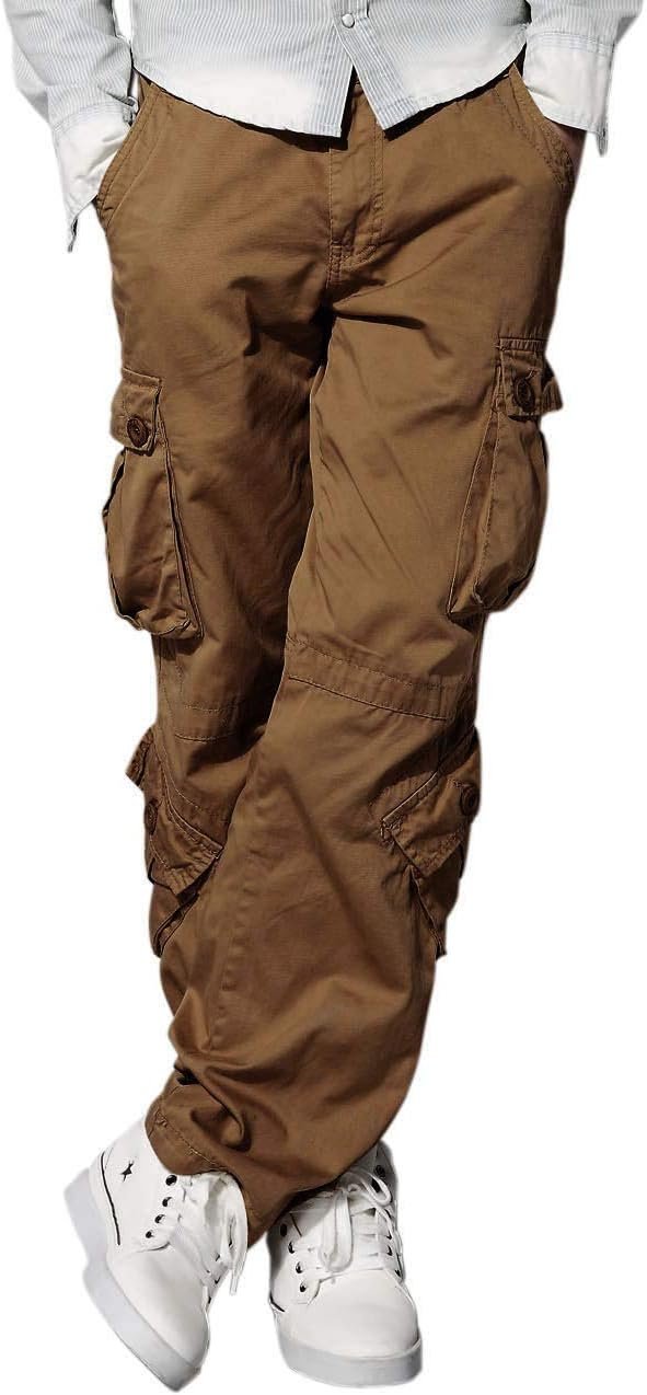 Regular Fit Cargo Pants for Men with Eight Pockets