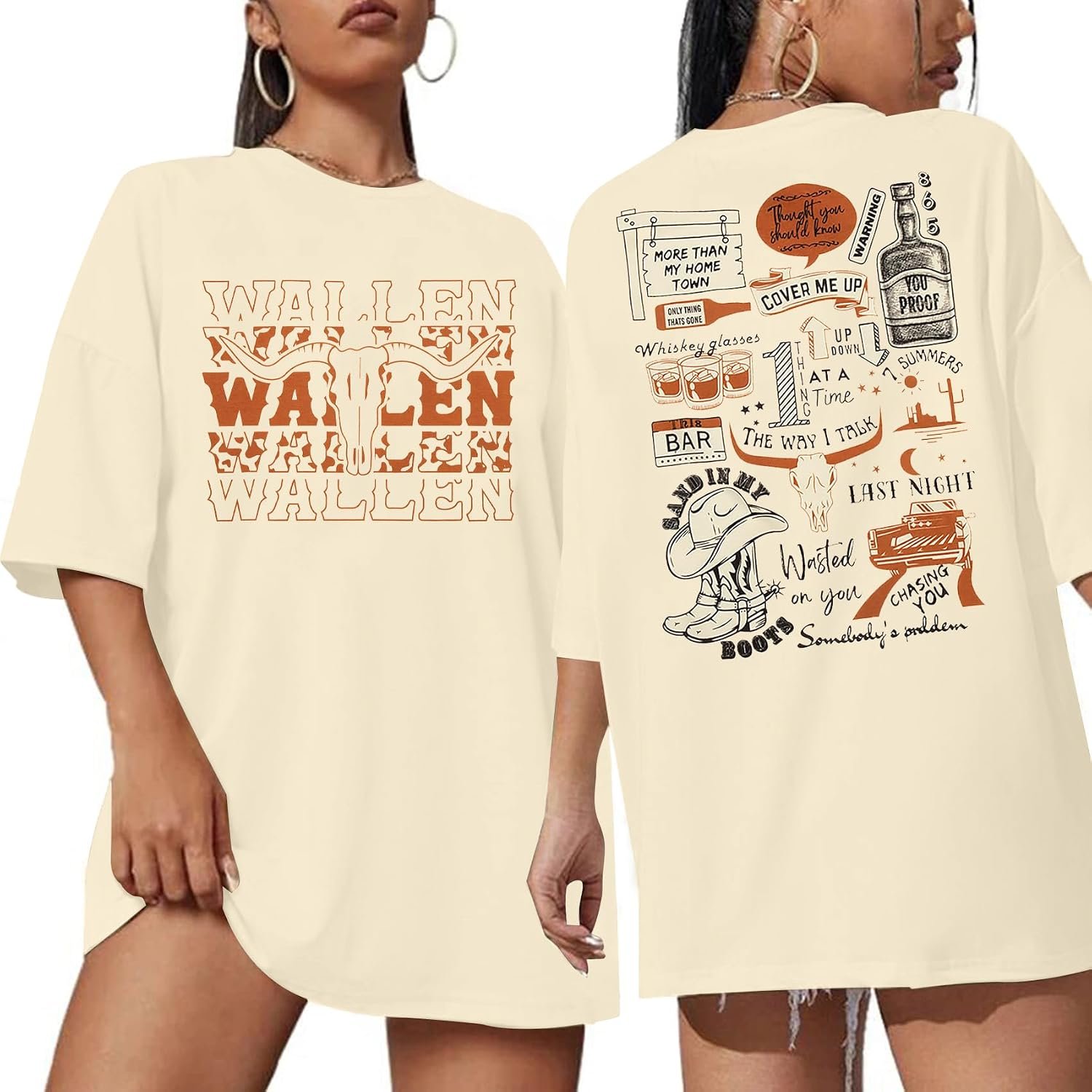 Cow Skull Graphic Oversized T Shirt for Women