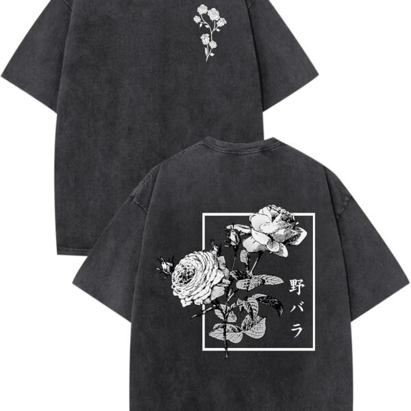 Graphic Oversized T Shirt for Men with Japanese Floral Print