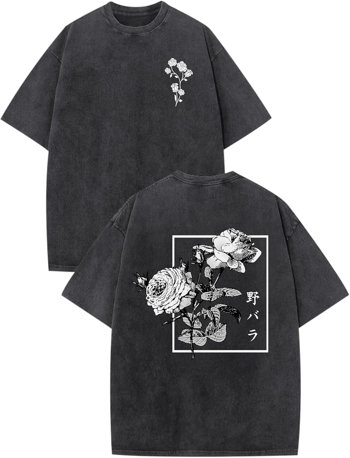 Graphic Oversized T Shirt for Men with Japanese Floral Print