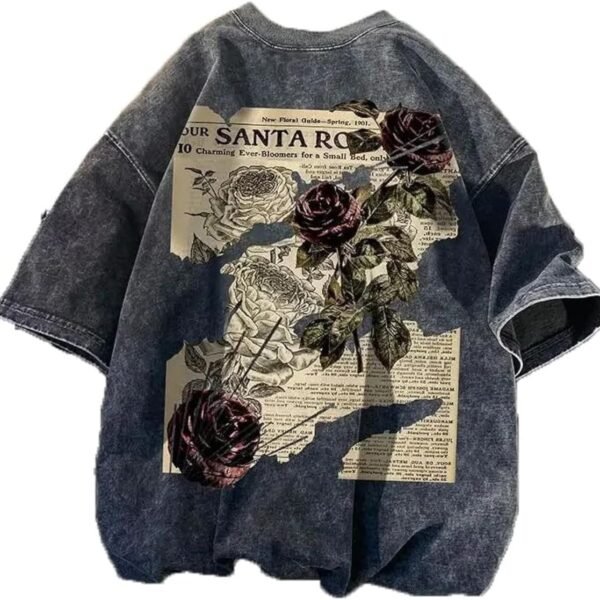 Unisex Graphic T Shirt with Rose Print