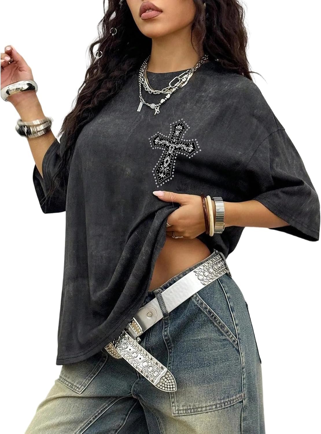 Y2K Goth Graphic Oversized T Shirt for Women