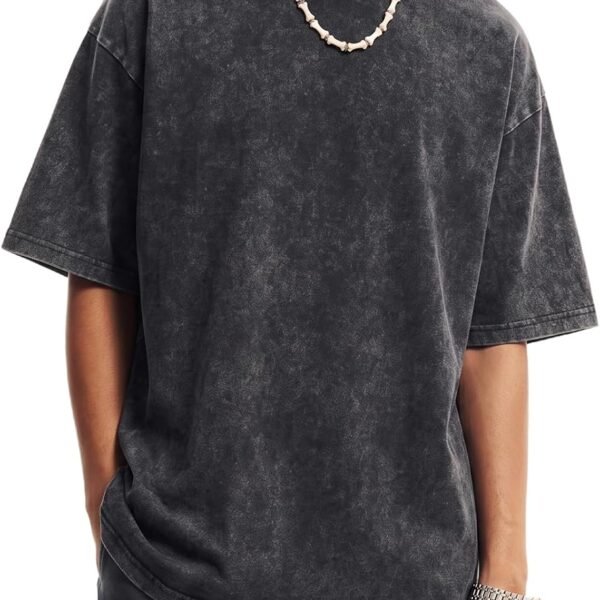 Oversized Acid Wash Graphic T Shirt for Men