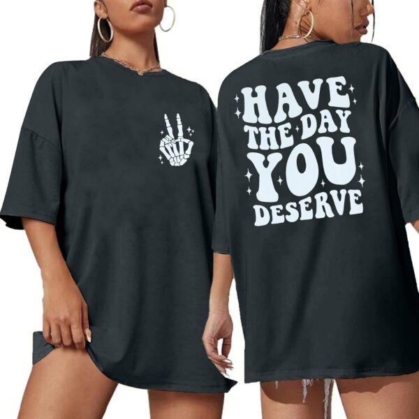 Oversized Graphic T Shirt for Women with Skeleton Print