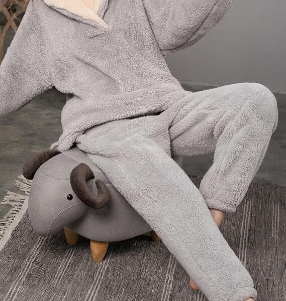 Women's Fleece Pullover Pajama Set with Warm Pants and Pockets