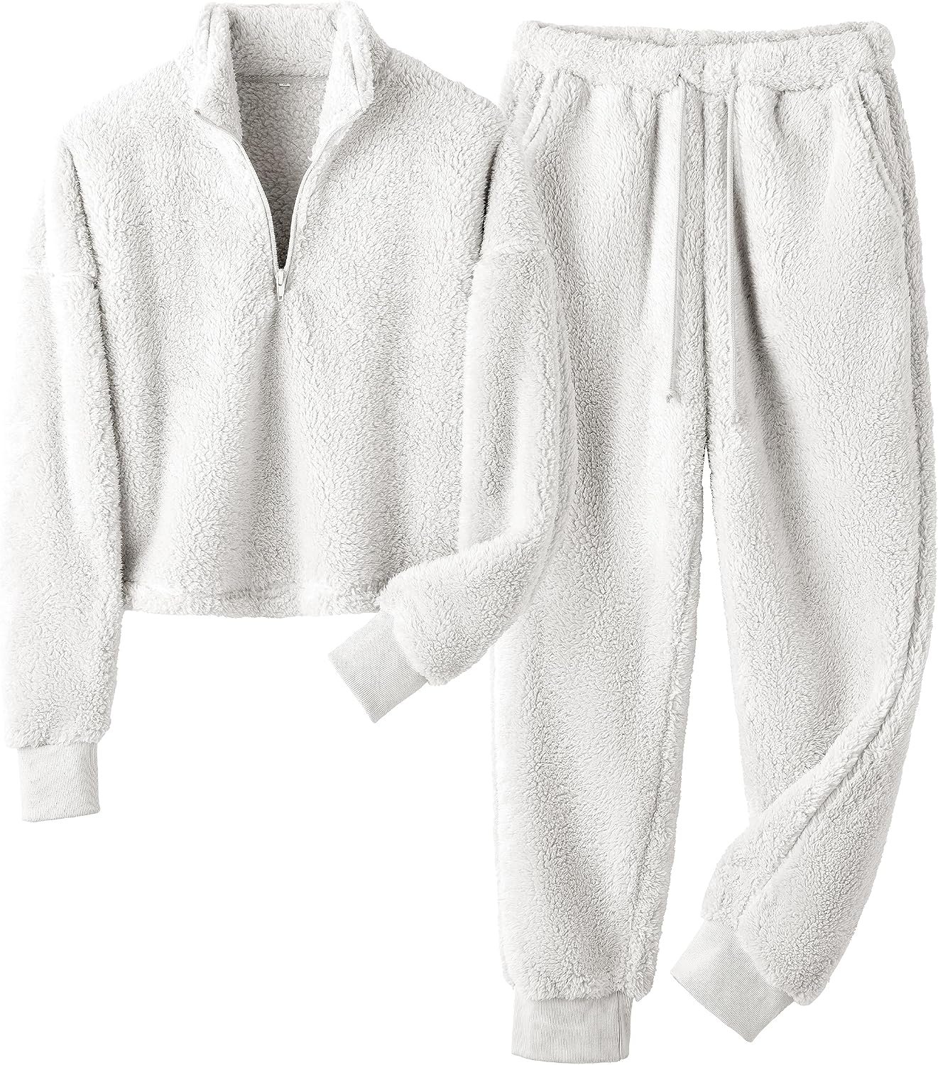 Women's Fleece Pullover and Soft Pants Two Piece Pajama Set